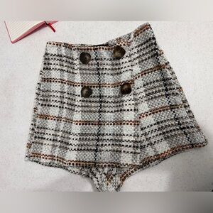 ZARA Plaid High-Waisted Women Shorts SMALL